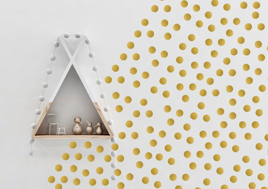 Gold Polka Dot, Wall Decals, Polka Dot Wall Stickers, Gold Wall Decor, Bedroom Decal, Dorm room decor