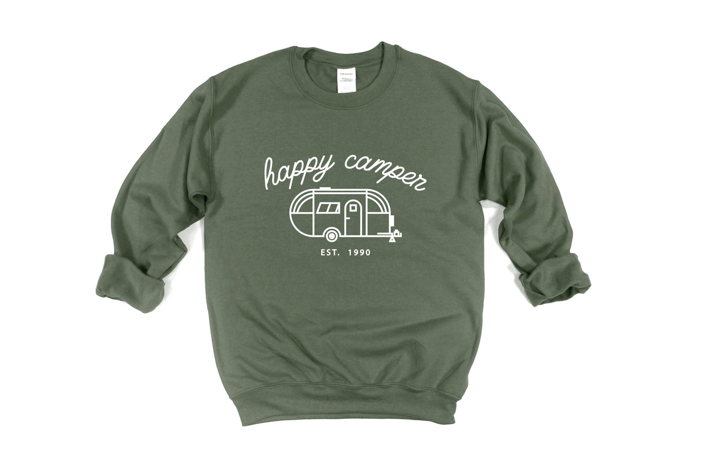 Personalized Happy Camper Unisex Sweatshirt, Camping Sweatshirt, Happy Glamper, Outdoor Sweatshirt, Campfire, Nature , Mountains