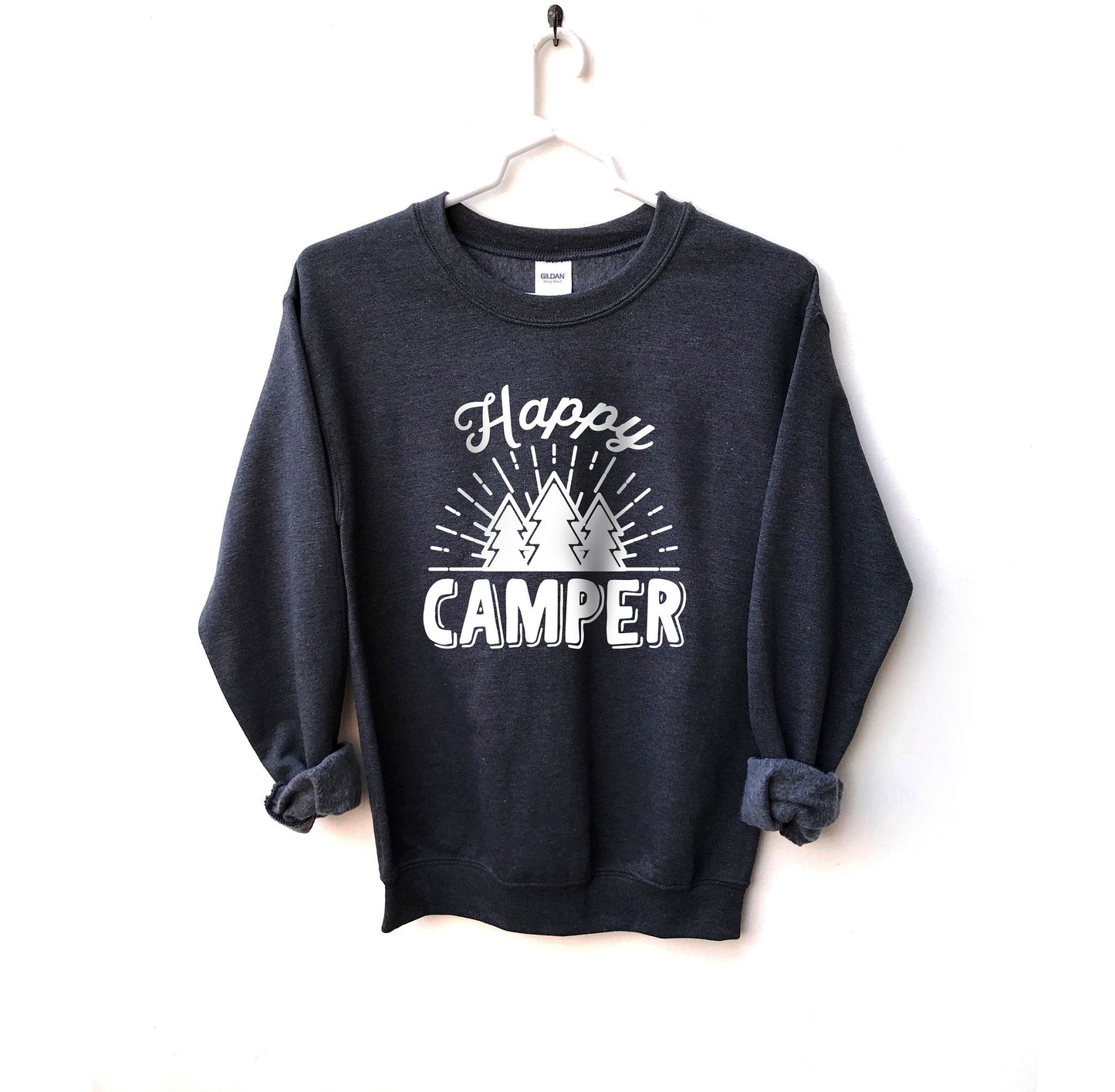 Happy Camper Unisex Sweatshirt, Camping Sweatshirt, Happy Glamper, Outdoor Sweatshirt, Campfire, Nature , Mountains