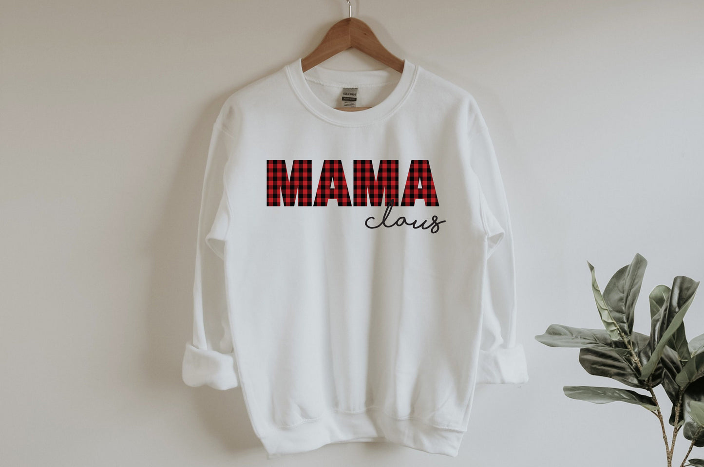 Plaid Mama Claus Unisex Sweatshirt, Mom Christmas Sweatshirts, Mama sweatshirt, Family Christmas Sweater, Mom Life, Mom Shirt, Gifts for Mom