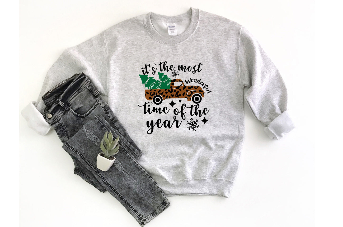 Most Wonderful Time of the Year Unisex Sweatshirt, Christmas Sweatshirt, Merry Christmas Sweater, Family Christmas, Christmas Gifts, Cheetah