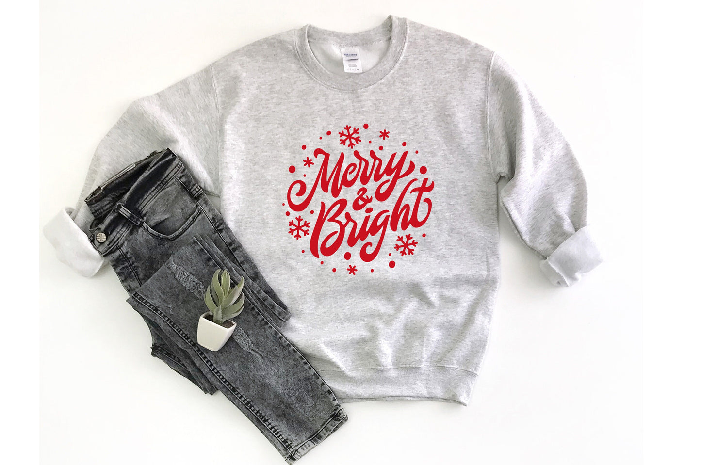 Merry and Bright Unisex Sweatshirt, Christmas Sweatshirt, Merry Christmas Sweater, Family Christmas, Christmas Gifts, Jolly, Cute, Santa