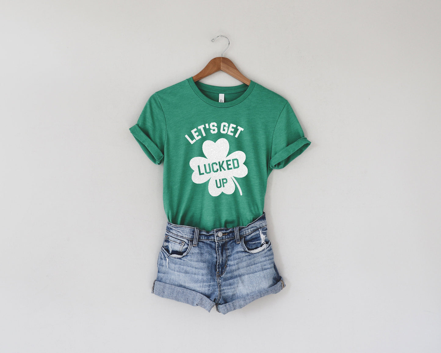 Let's Get Lucked Up Unisex t shirt, St Patricks Day, Glitter Print, Here to Paddy, Lucky Af, Shamrock Shirt, Let's Day Drink ,Irish Shirt