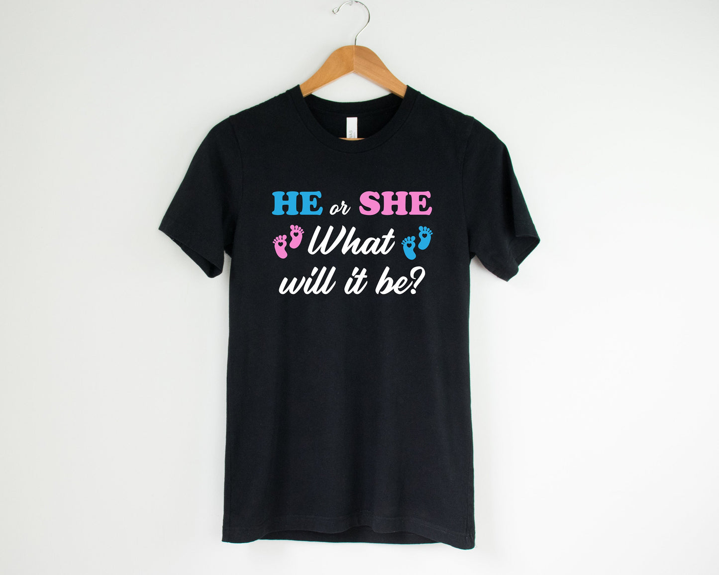 Gender Reveal T shirt, He or She What will it be Unisex T Shirt, Gender Reveal Party, Baby Shower tee, Gender Party, He or She, Pink or Blue