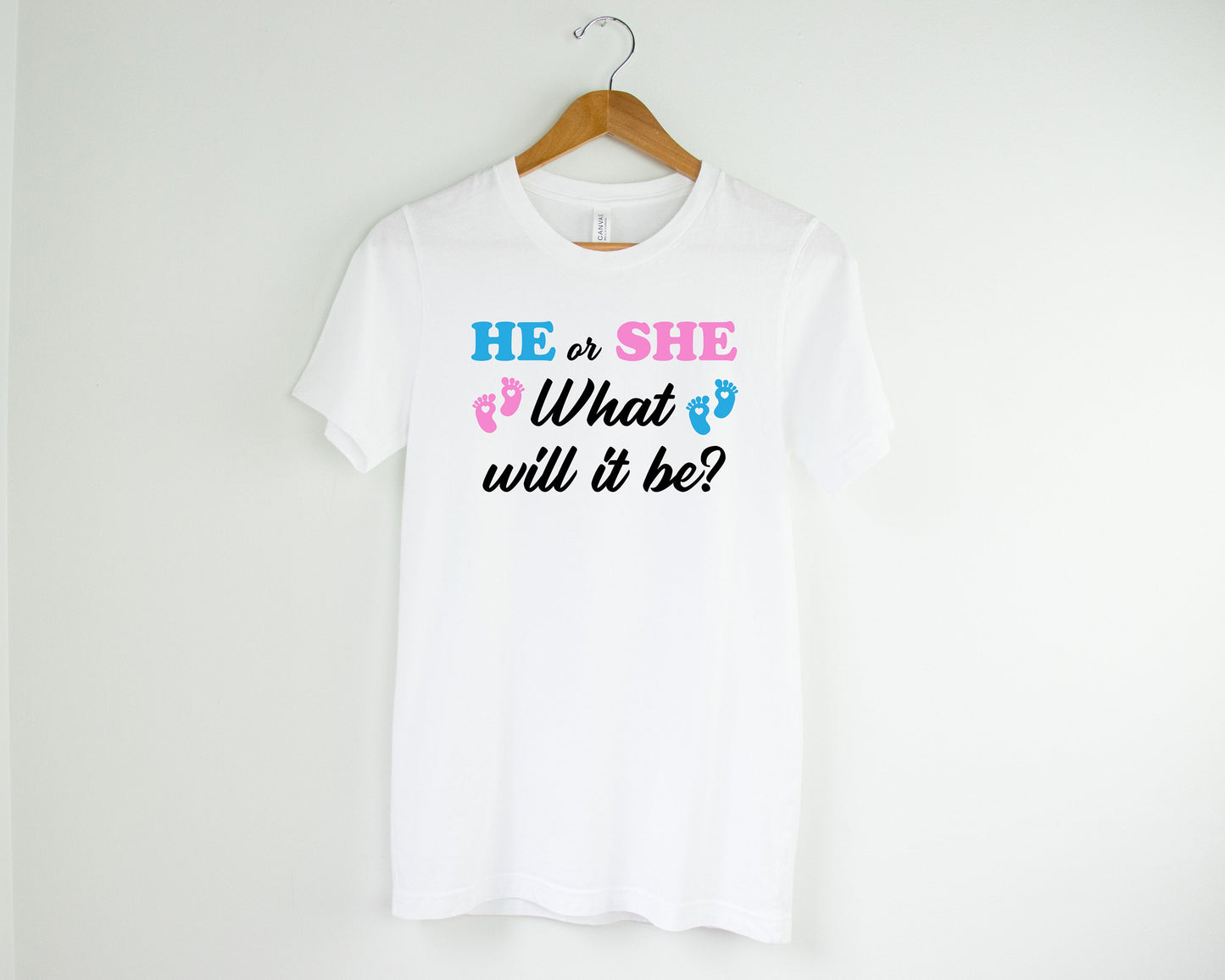 Gender Reveal T shirt, He or She What will it be Unisex T Shirt, Gender Reveal Party, Baby Shower tee, Gender Party, He or She, Pink or Blue