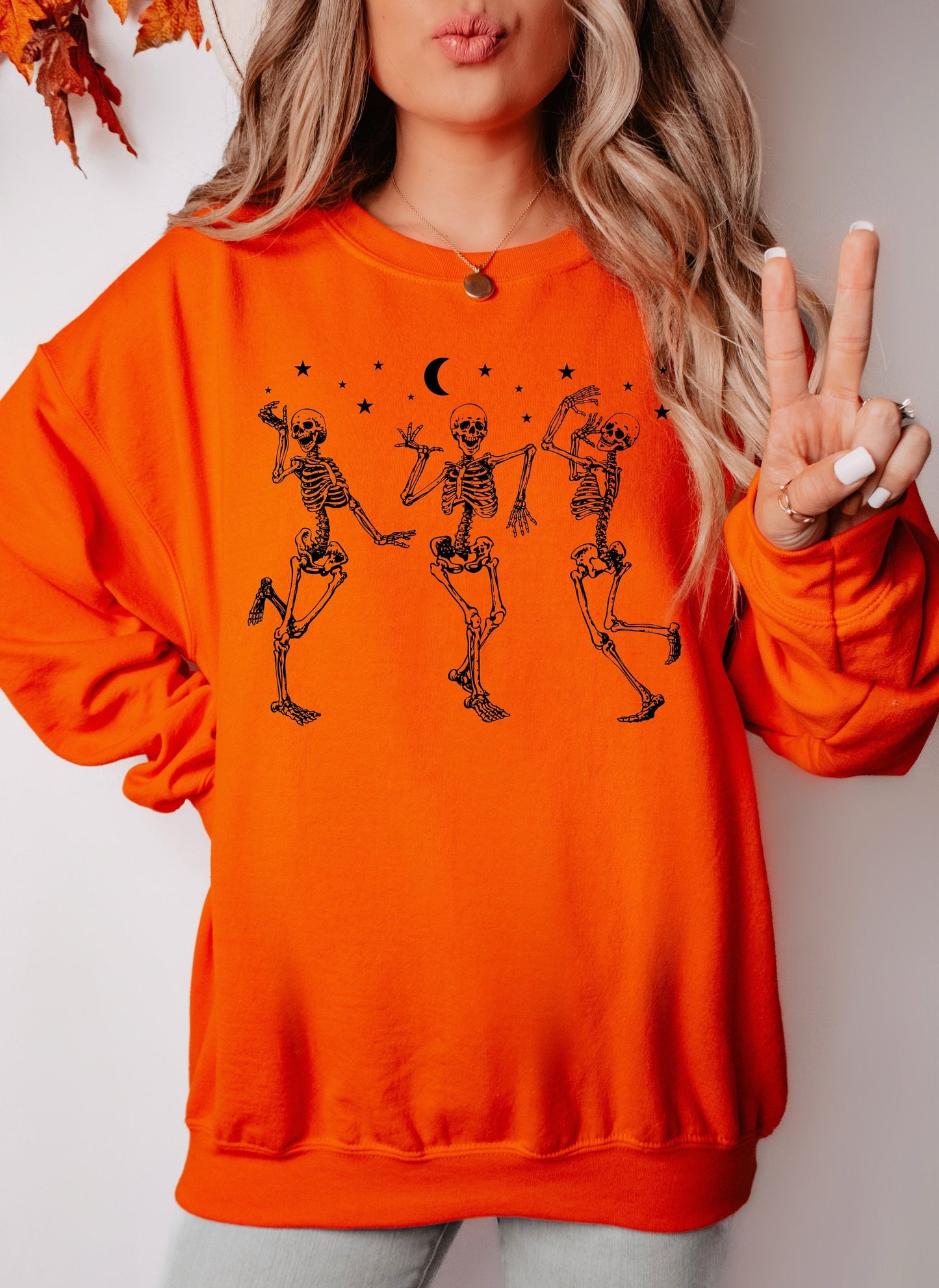 Dancing Skeleton Halloween Sweatshirt, Fall Sweatshirt, Vintage Halloween Sweatshirt, Halloween Party Dancing Skeleton, Comfortable shirt