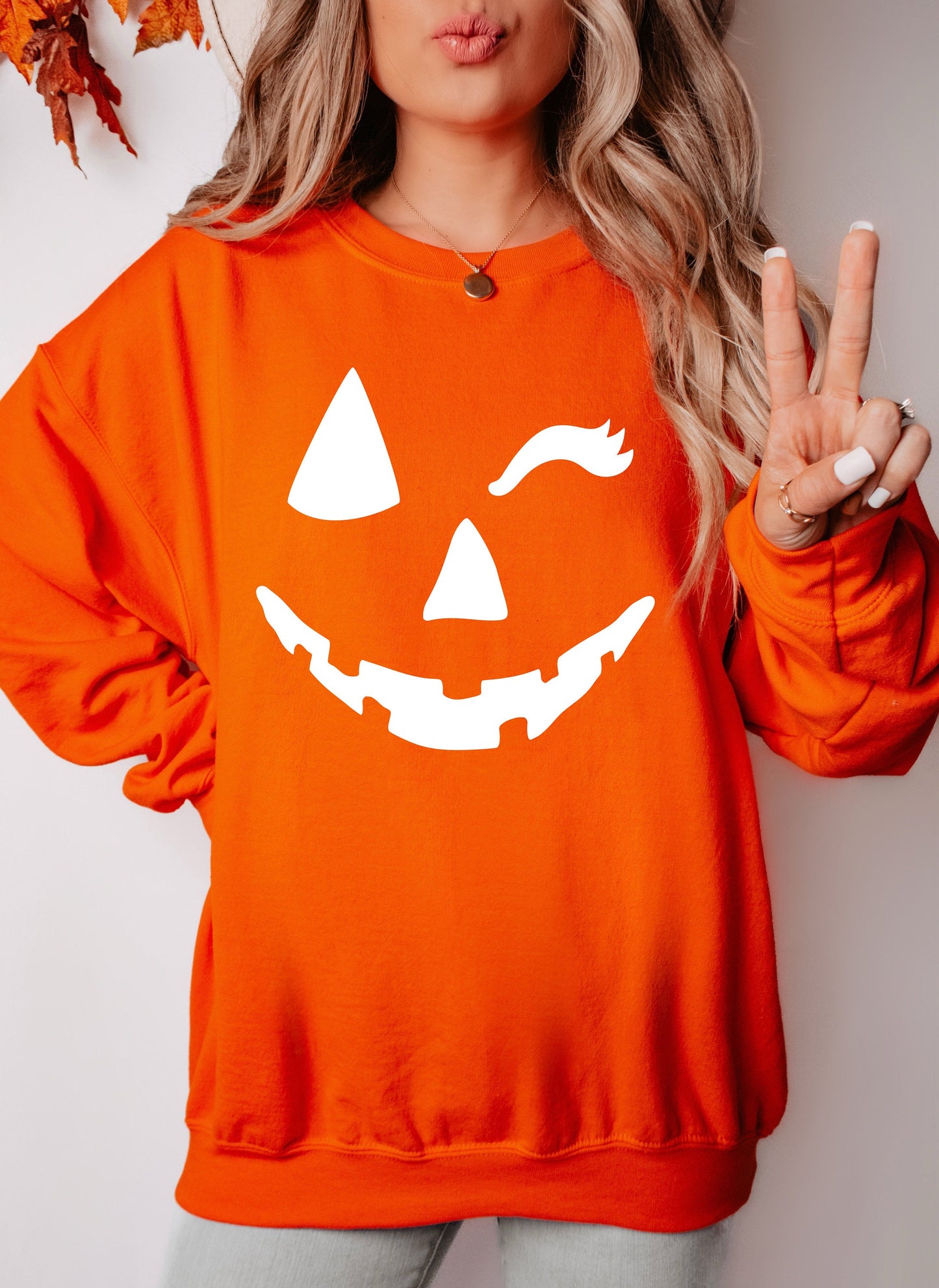 Jack O Lantern Sweatshirt, Winky Jack O Lantern Face, Halloween, Pumpkin Face, Spooky, Ghost Sweatshirt, Ghost Vibes, Trick or Treat Pumpkin