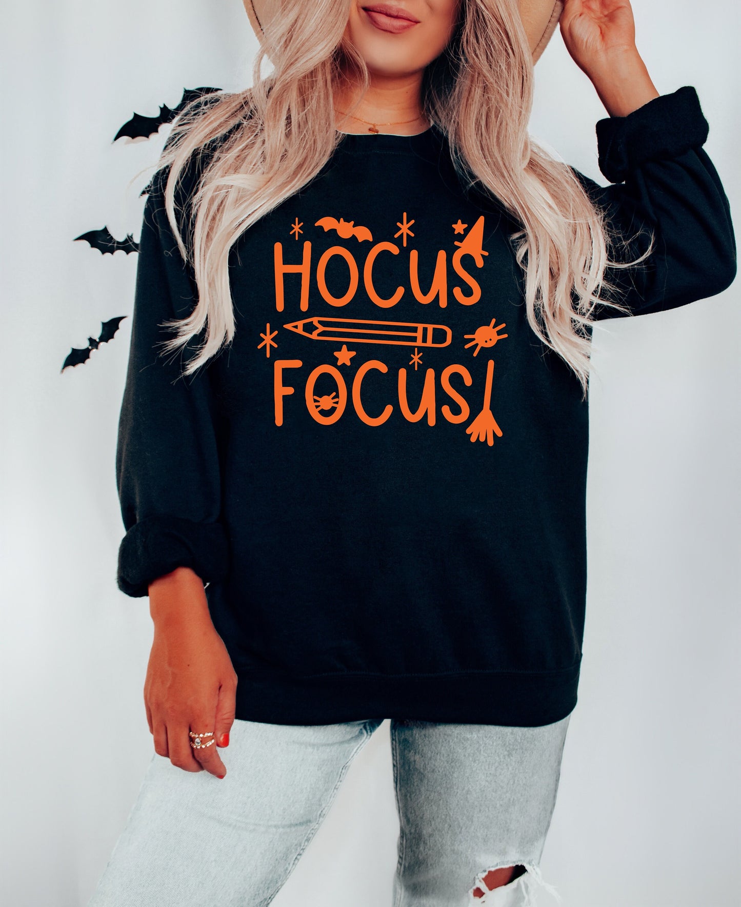 Hocus Focus Teacher Halloween Sweatshirt, Halloween Sweatshirt, Sanderson Sisters, Hocus Pocus, Cats Witches Halloween, Witch Museum