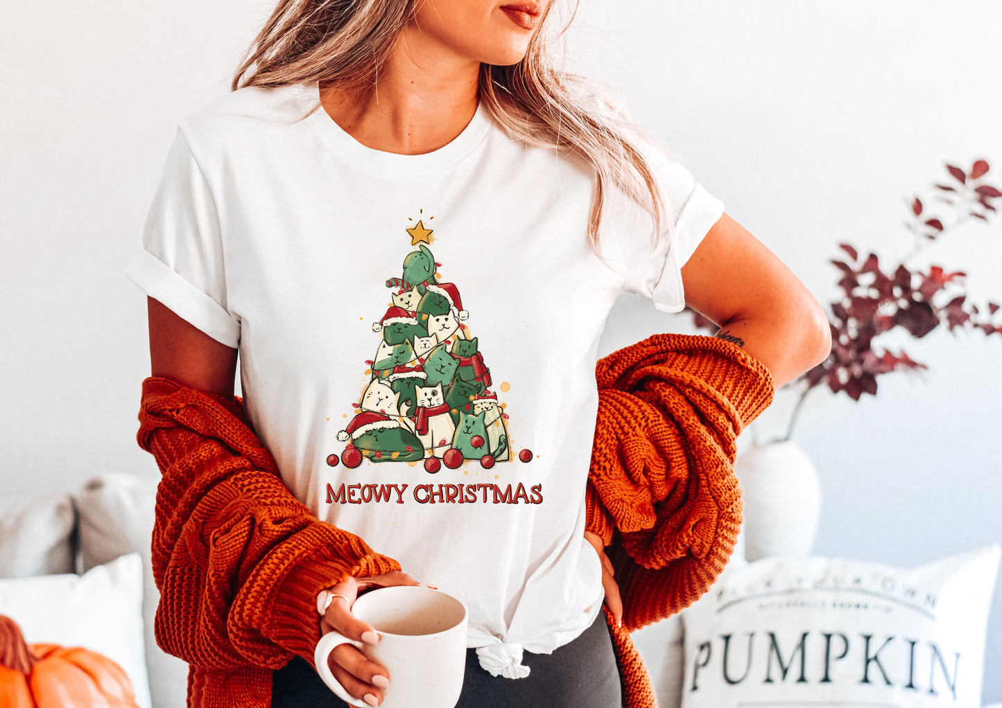 Meowy Christmas Shirt, Christmas Sweater, Christmas Shirt, Cat Shirt, Christmas Tre Cats, Cat Lover Shirt, Sweater Weather, Christmas gift