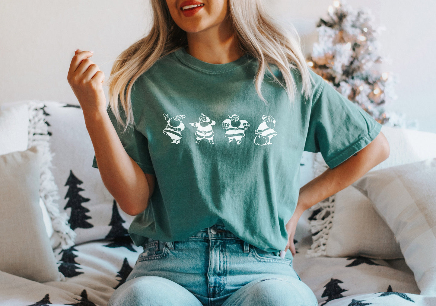 Comfort Colors Retro Santa Shirt, Christmas Shirt, Santa baby, Merry and Bright, Merry Christmas, Christmas Party Shirt,Women's Christmas