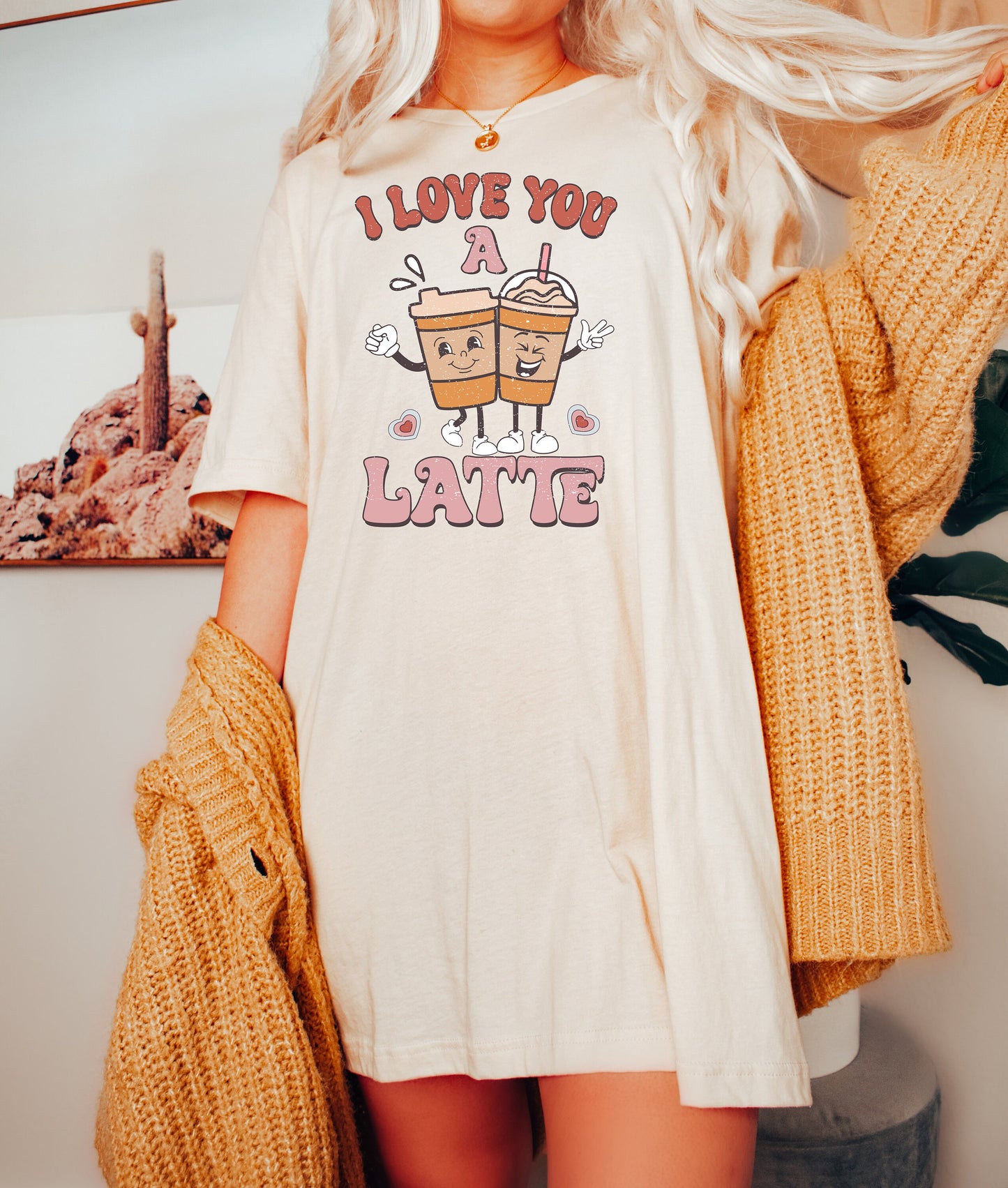 Love you a Latte Shirt, Retro Valentine's shirt, Love birds, For Women, Be Mine, Heart Shirt, You Are My Valentine, XOXO Shirt, Love Coffee