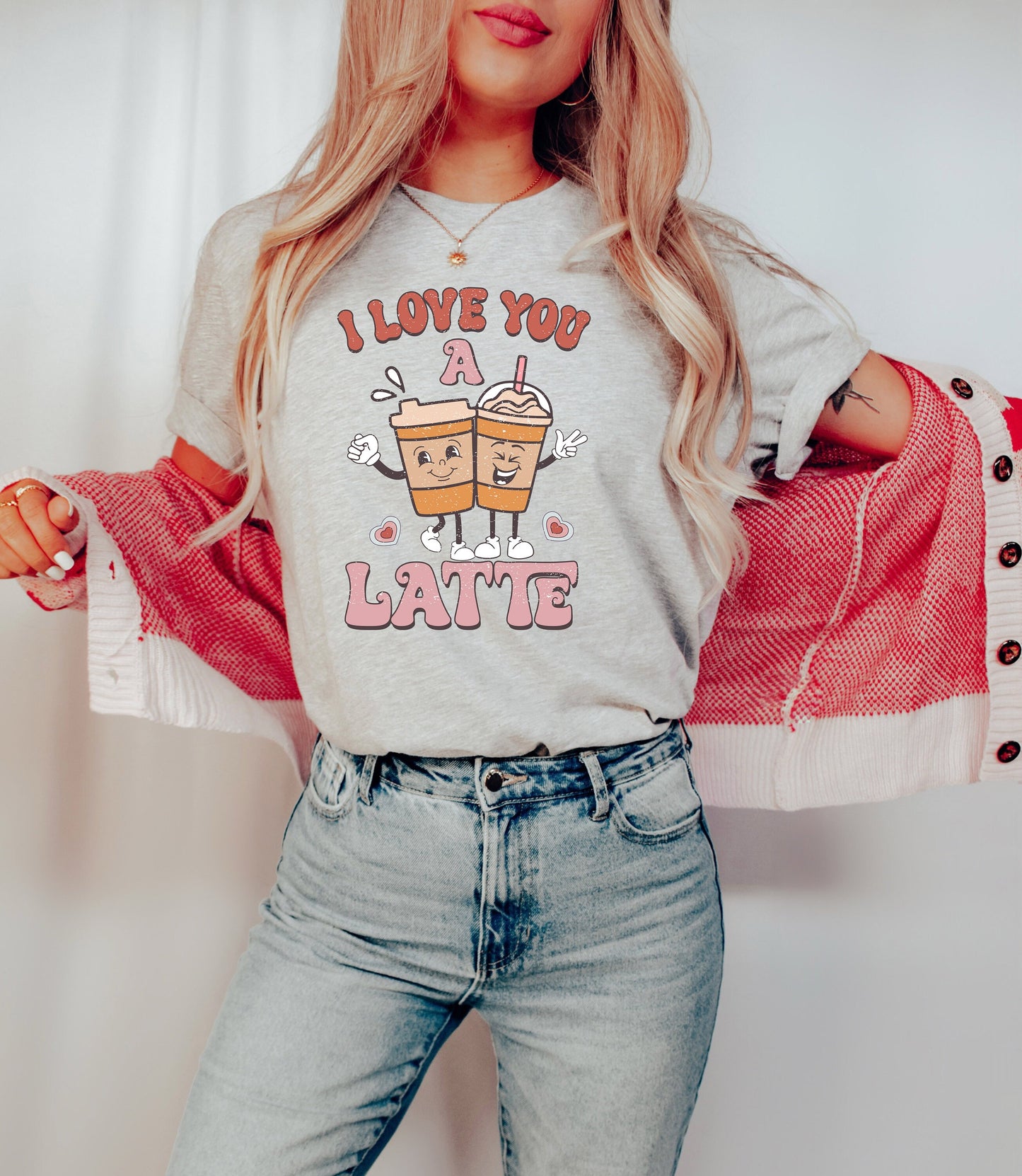 Love you a Latte Shirt, Retro Valentine's shirt, Love birds, For Women, Be Mine, Heart Shirt, You Are My Valentine, XOXO Shirt, Love Coffee