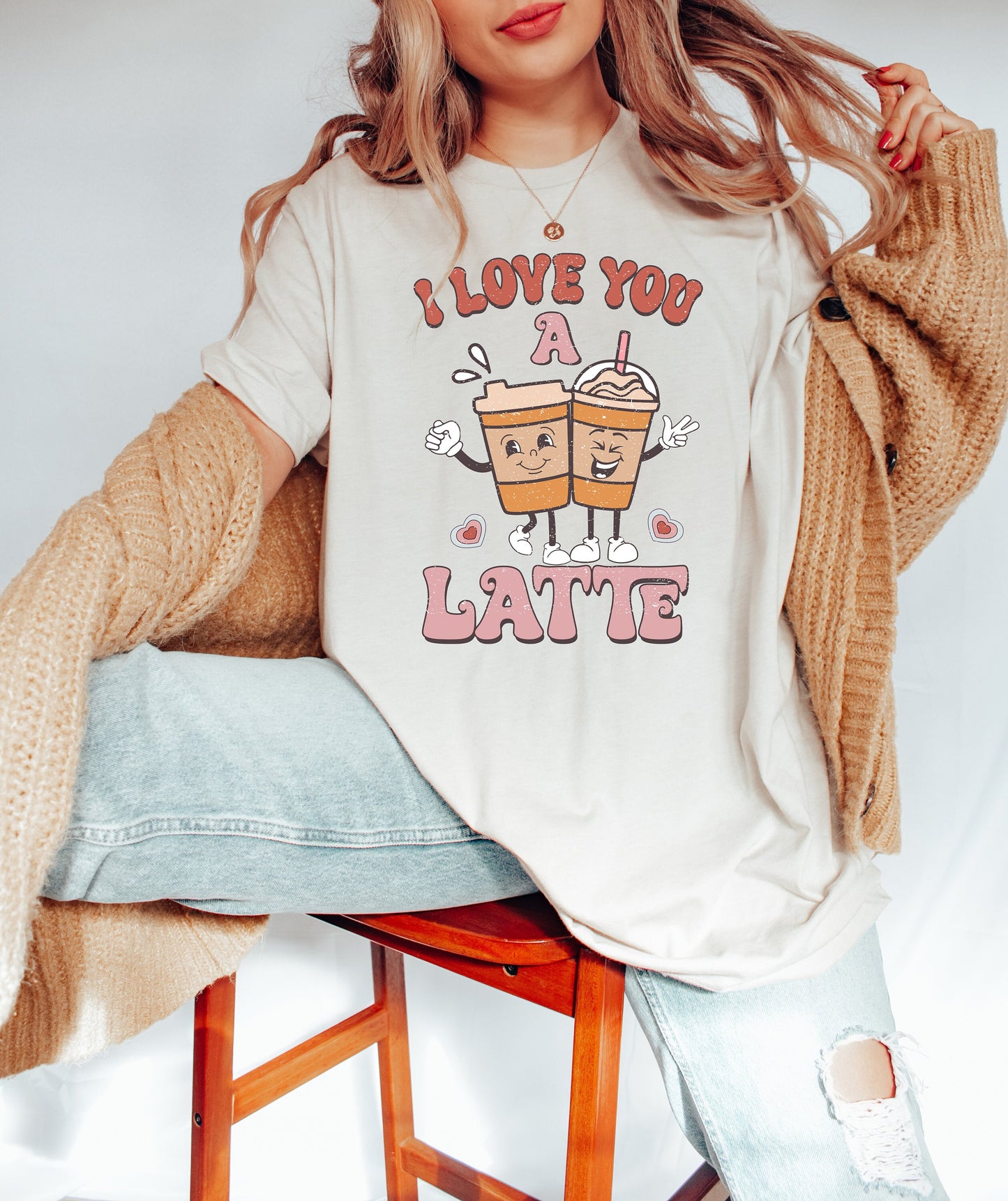 Love you a Latte Shirt, Retro Valentine's shirt, Love birds, For Women, Be Mine, Heart Shirt, You Are My Valentine, XOXO Shirt, Love Coffee